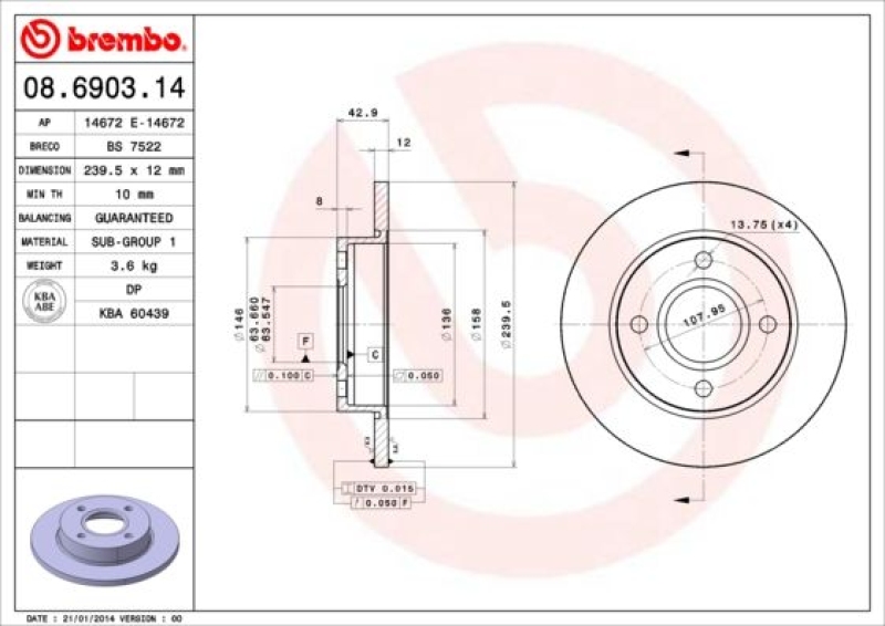 2x BREMBO Bremsscheibe PRIME LINE