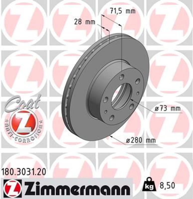 2x ZIMMERMANN Brake Disc COAT Z