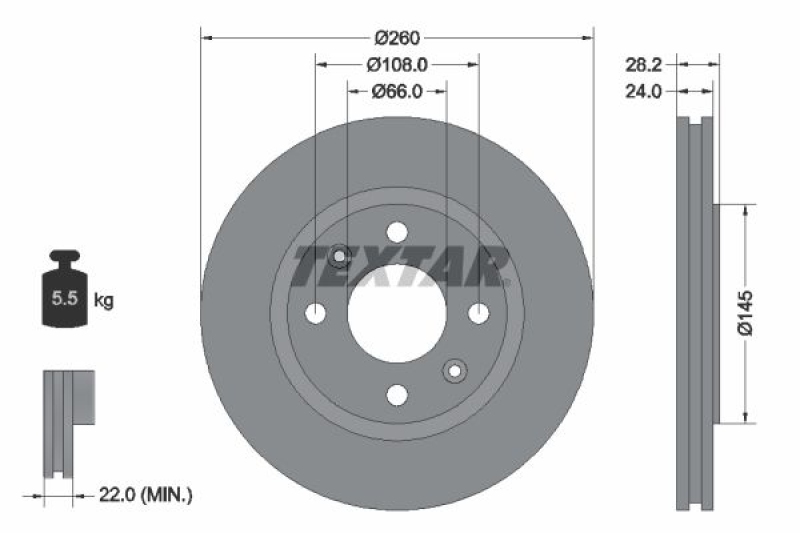 2x TEXTAR Bremsscheibe PRO