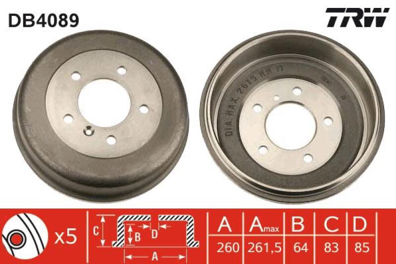 2x TRW Brake Drum