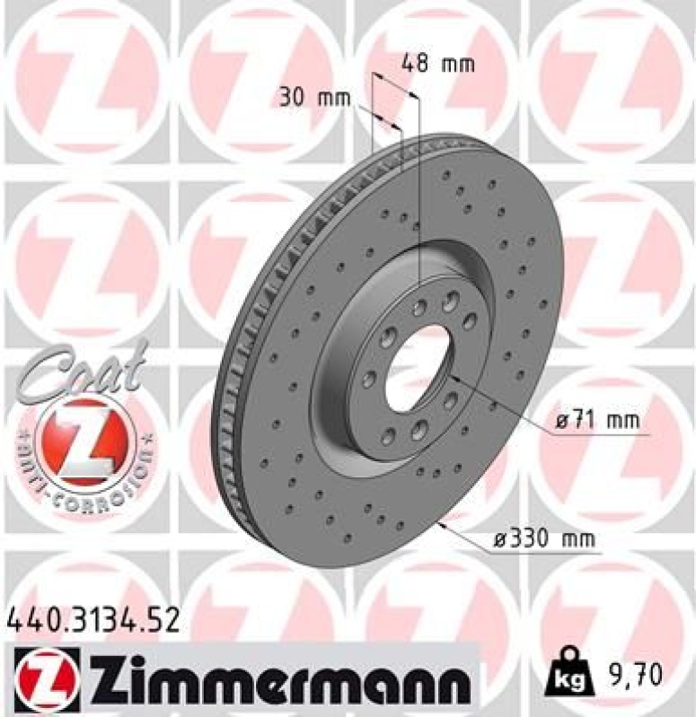 Zimmermann Bremsscheiben Ø330mm + Beläge Vorne passend für Peugeot 308 SW 2