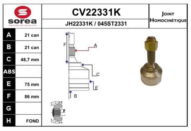 EAI Joint Kit, drive shaft