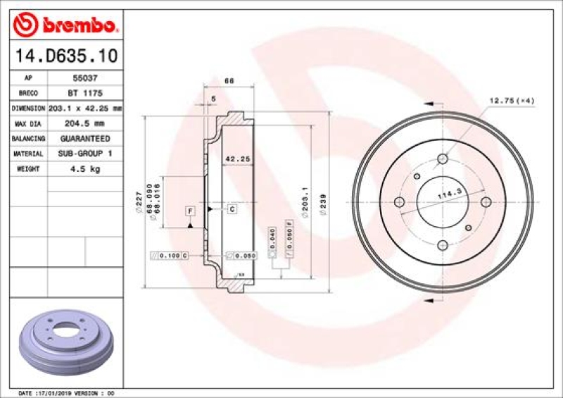 2x BREMBO Brake Drum