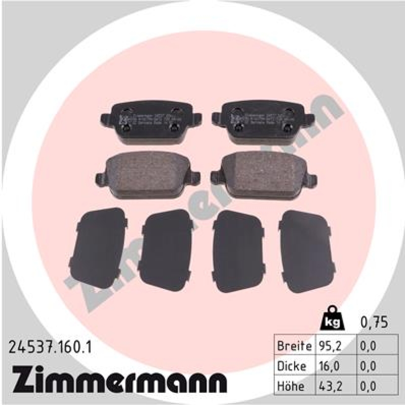 ZIMMERMANN Brake Pad Set, disc brake