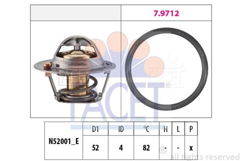 FACET Thermostat für Kühlmittel / Kühlerthermostat Made in Italy - OE Equivalent