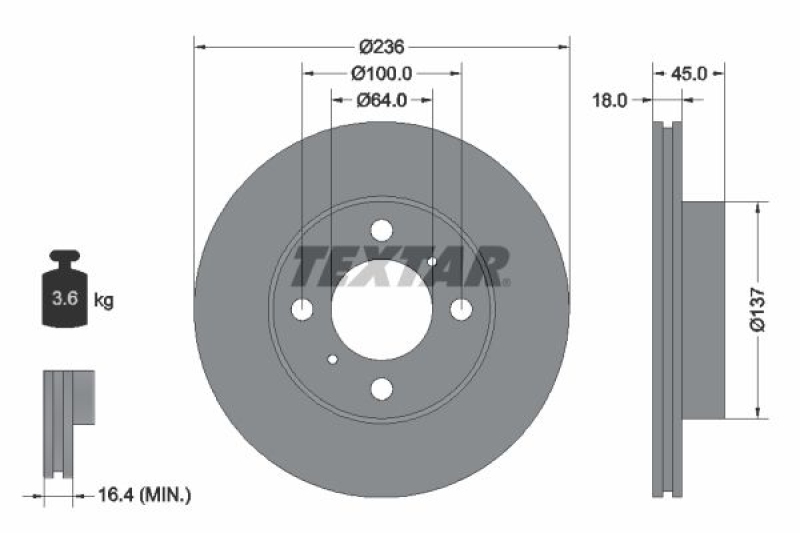 2x TEXTAR Bremsscheibe