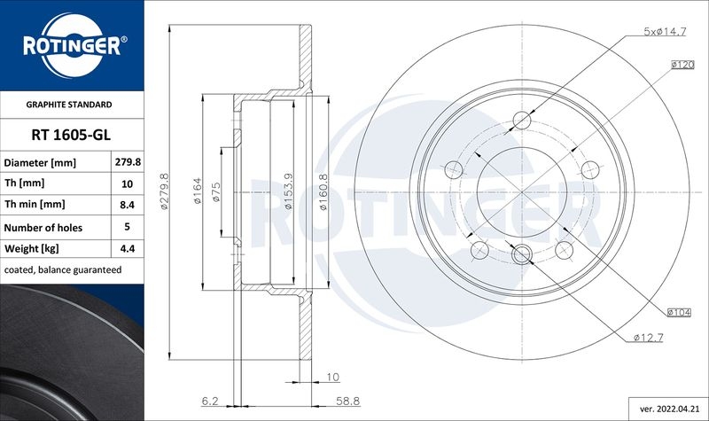 2x ROTINGER Bremsscheibe GRAPHITE LINE