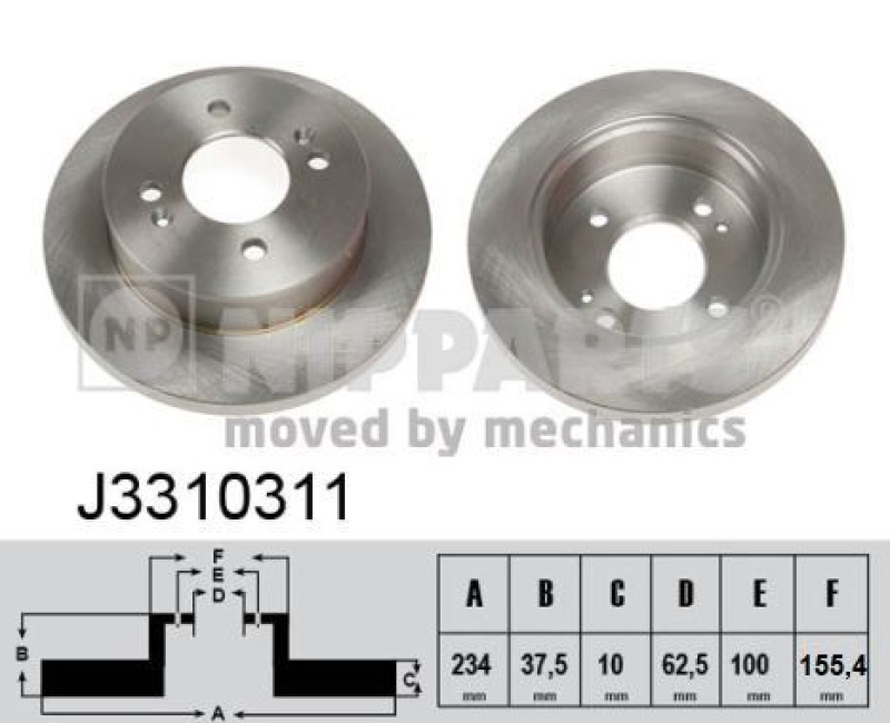 2x NIPPARTS Brake Disc