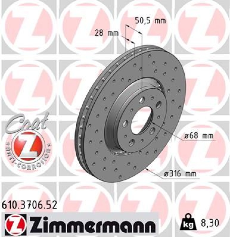 2x ZIMMERMANN Bremsscheibe SPORT COAT Z