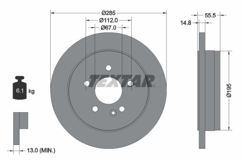 2x TEXTAR Bremsscheibe PRO