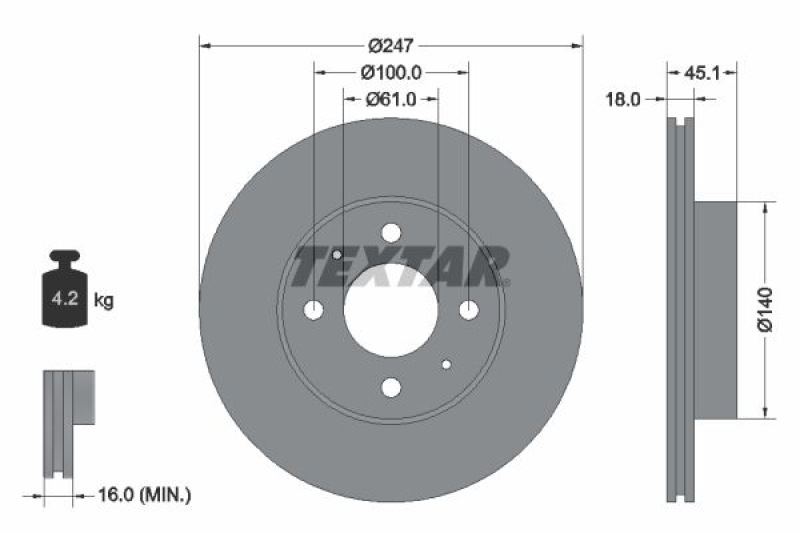 2x TEXTAR Bremsscheibe