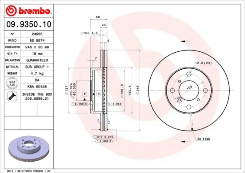 2x BREMBO Brake Disc PRIME LINE