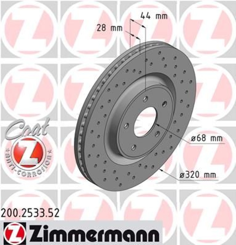 2x ZIMMERMANN Brake Disc SPORT BRAKE DISC COAT Z