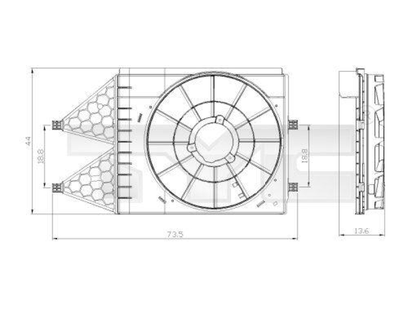 Support, cooling fan