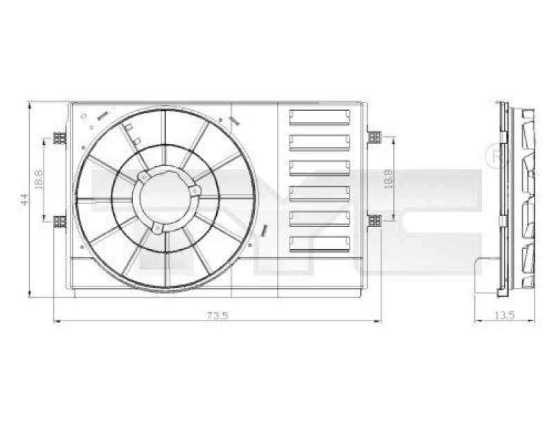 Support, cooling fan