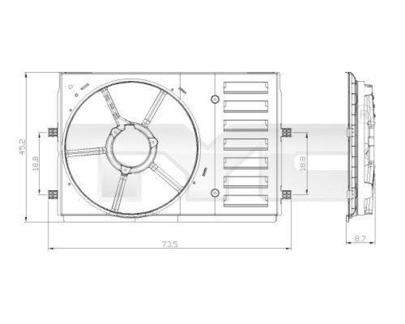 Support, cooling fan