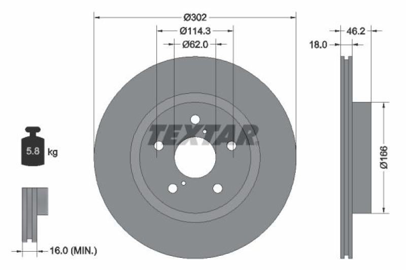 2x TEXTAR Brake Disc