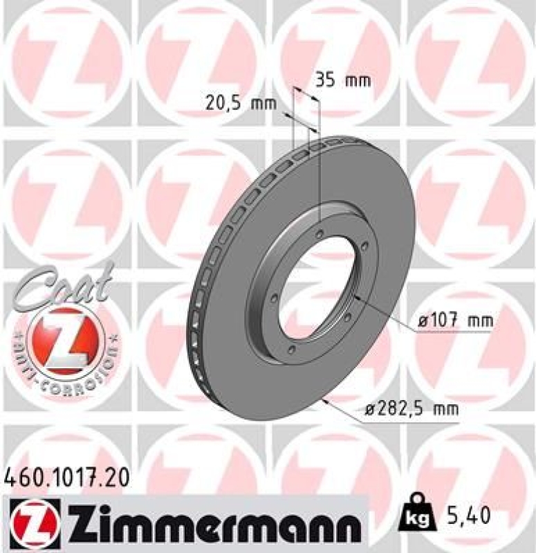 2x ZIMMERMANN Brake Disc COAT Z