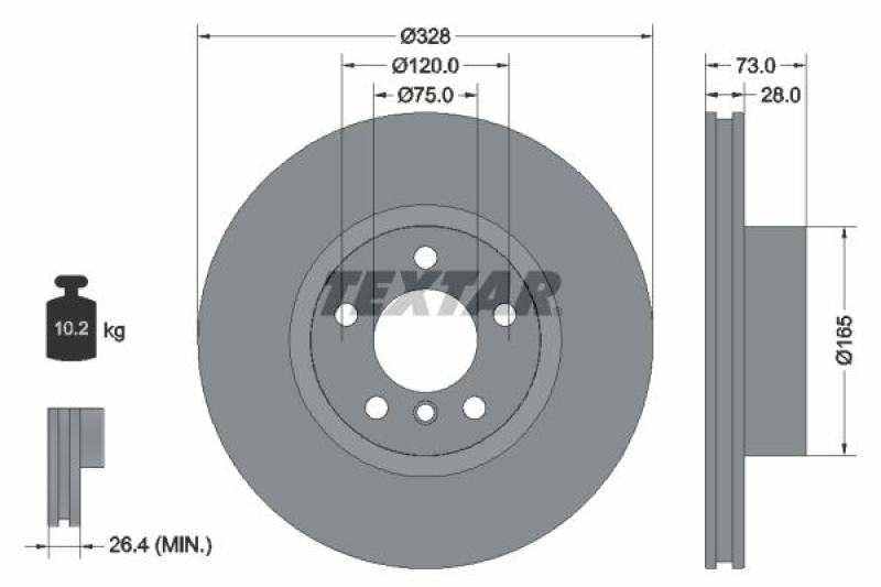 2x TEXTAR Bremsscheibe PRO