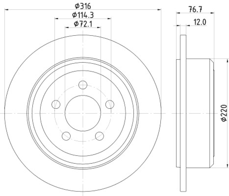 2x HELLA Brake Disc PRO