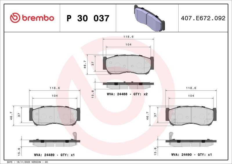 BREMBO Brake Pad Set, disc brake PRIME LINE