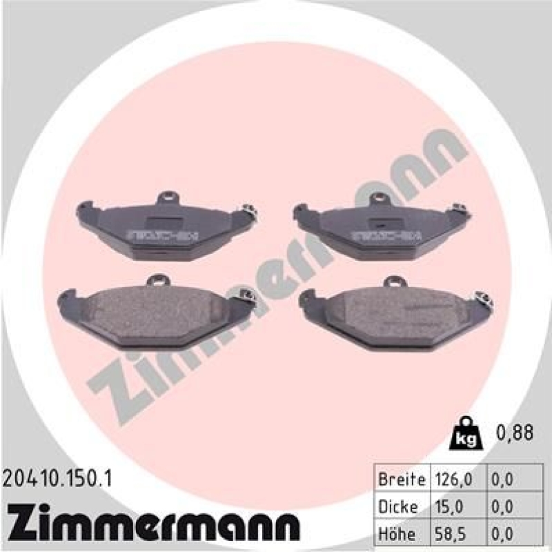 ZIMMERMANN Bremsbelagsatz, Scheibenbremse