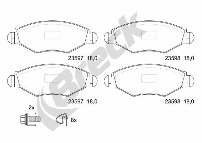 BRECK Bremsbelagsatz, Scheibenbremse