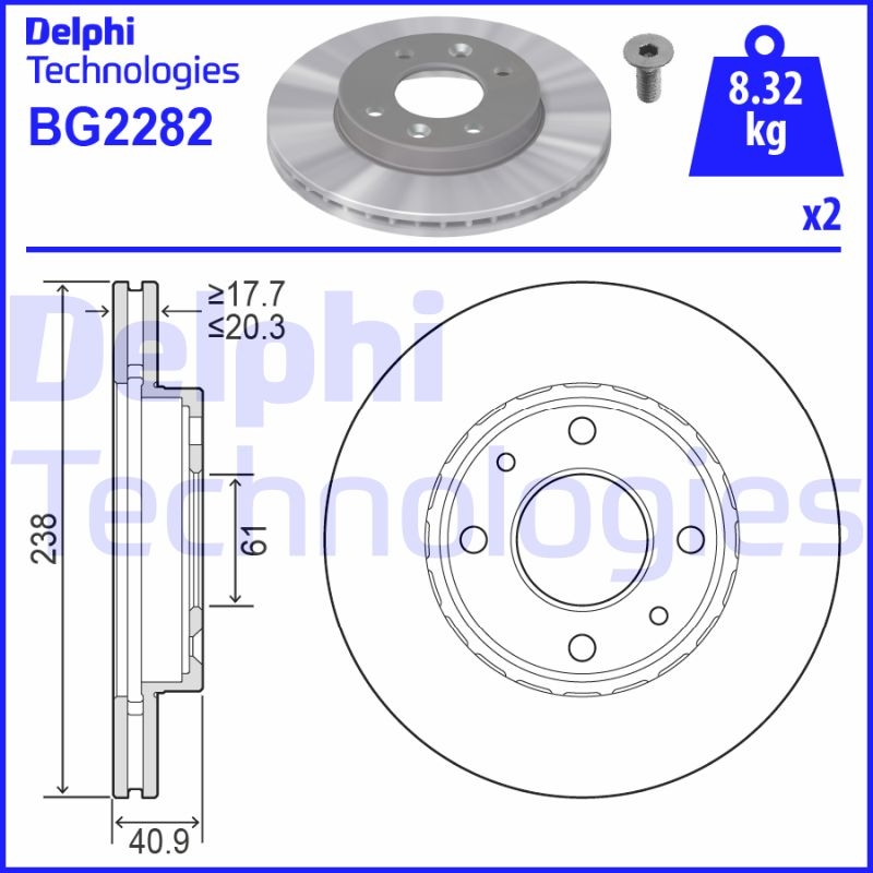 2x DELPHI Bremsscheibe