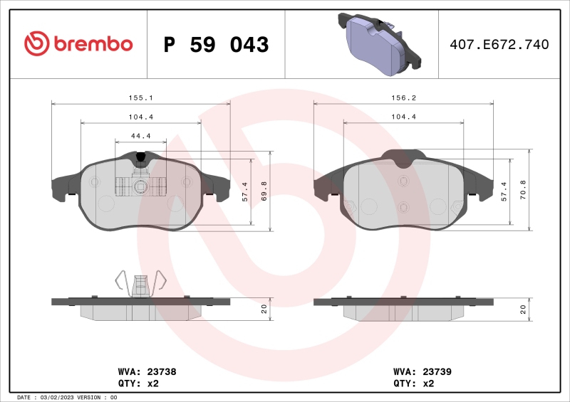 BREMBO Bremsbelagsatz, Scheibenbremse XTRA LINE