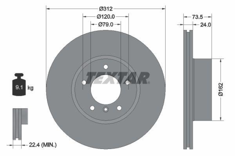 2x TEXTAR Bremsscheibe PRO