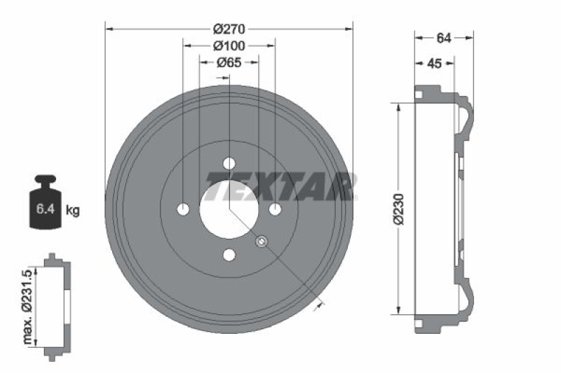 2x TEXTAR Bremstrommel