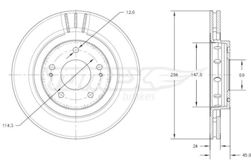 2x TOMEX Brakes Bremsscheibe