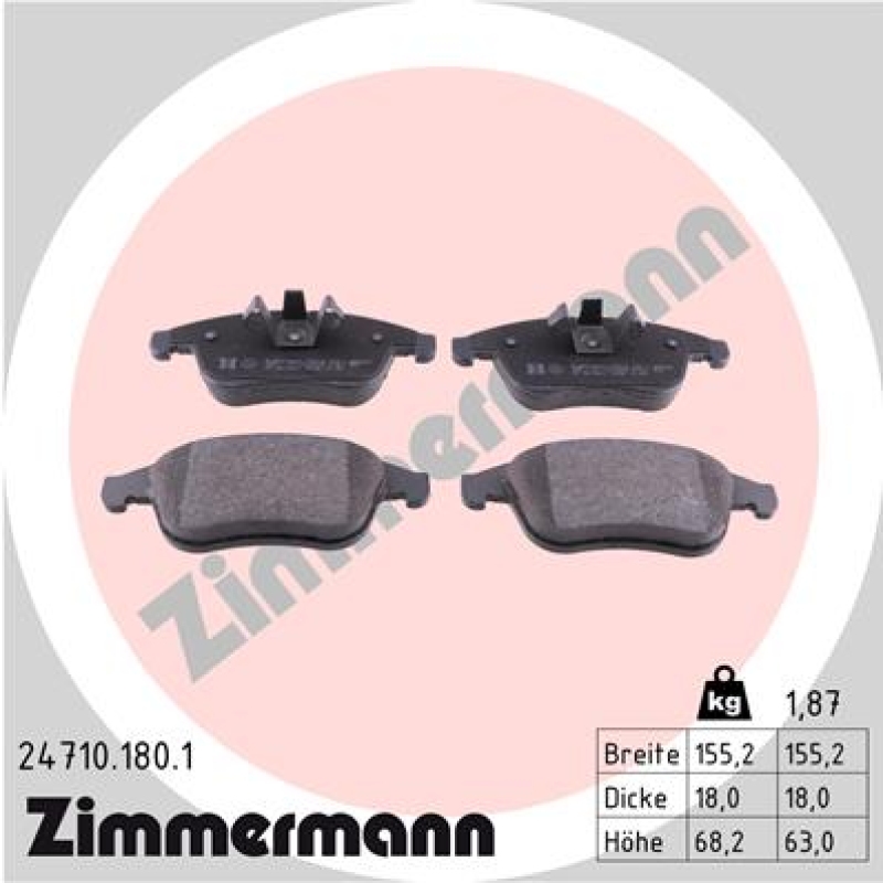 ZIMMERMANN Bremsbelagsatz, Scheibenbremse