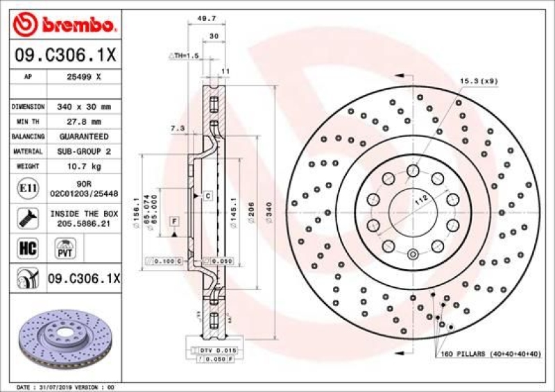 2x BREMBO Brake Disc XTRA LINE - Xtra