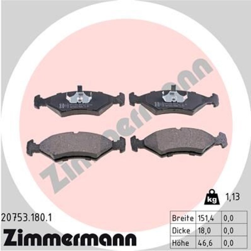 ZIMMERMANN Bremsbelagsatz, Scheibenbremse