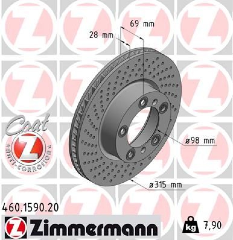 2x ZIMMERMANN Bremsscheiben Ø315mm + Beläge Vorne passend für Porsche Cayman 981