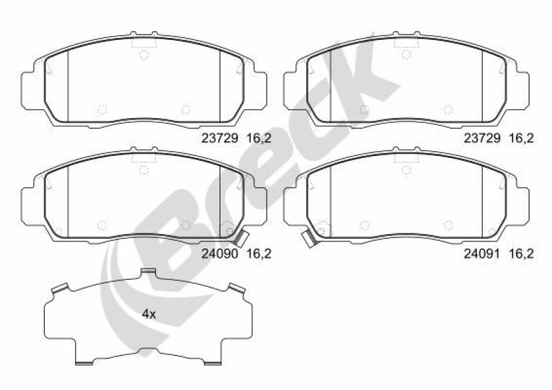 BRECK Bremsbelagsatz, Scheibenbremse