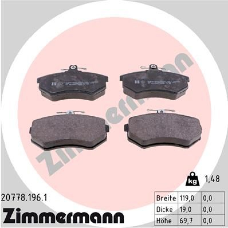 ZIMMERMANN Bremsbelagsatz, Scheibenbremse