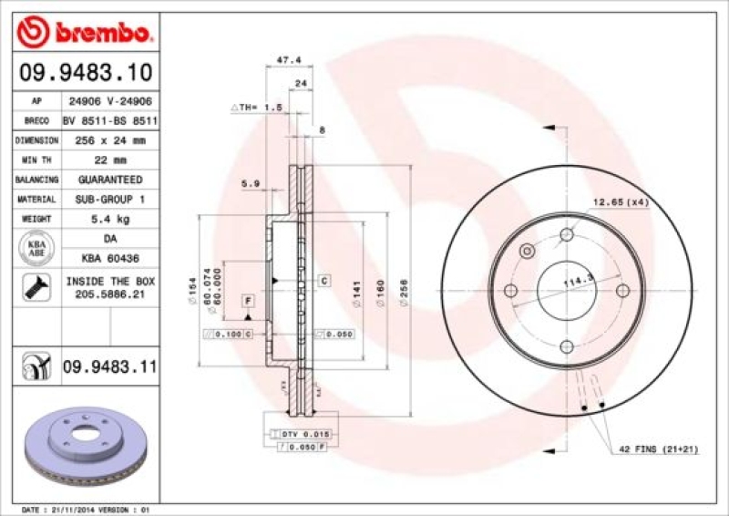 2x BREMBO Brake Disc PRIME LINE