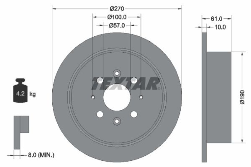 2x TEXTAR Brake Disc