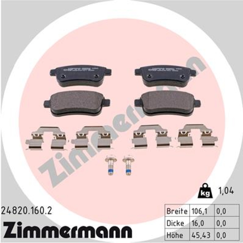 ZIMMERMANN Bremsbelagsatz, Scheibenbremse