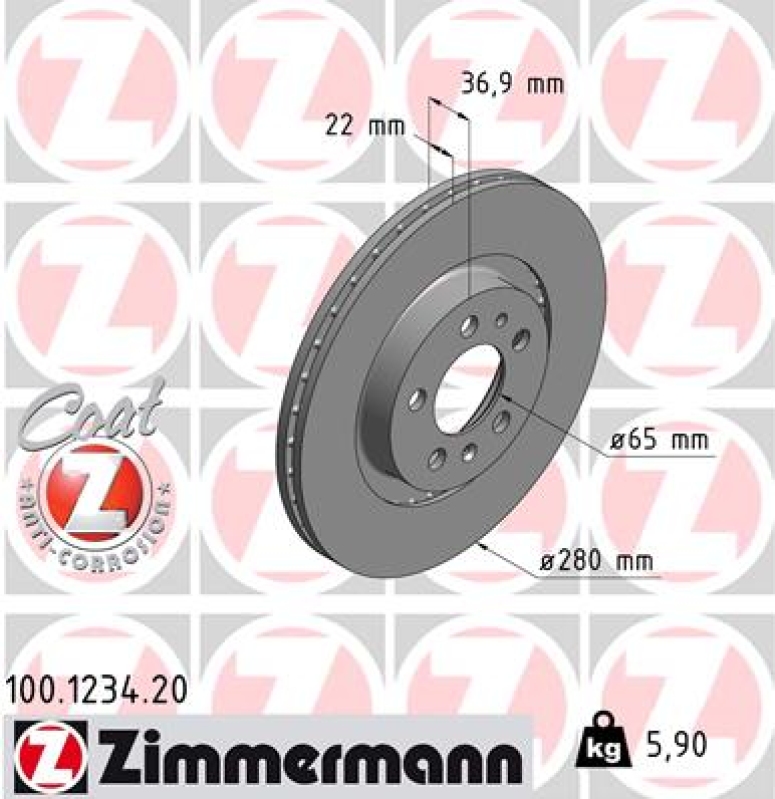 2x ZIMMERMANN Brake Disc COAT Z