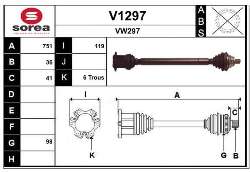 SNRA Drive Shaft