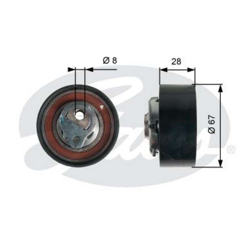 GATES Tensioner Pulley, timing belt PowerGrip®