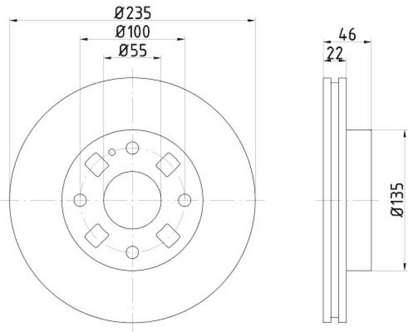 2x HELLA Brake Disc