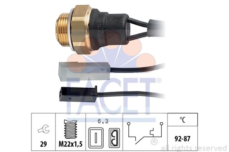 FACET Temperature Switch, radiator fan Made in Italy - OE Equivalent