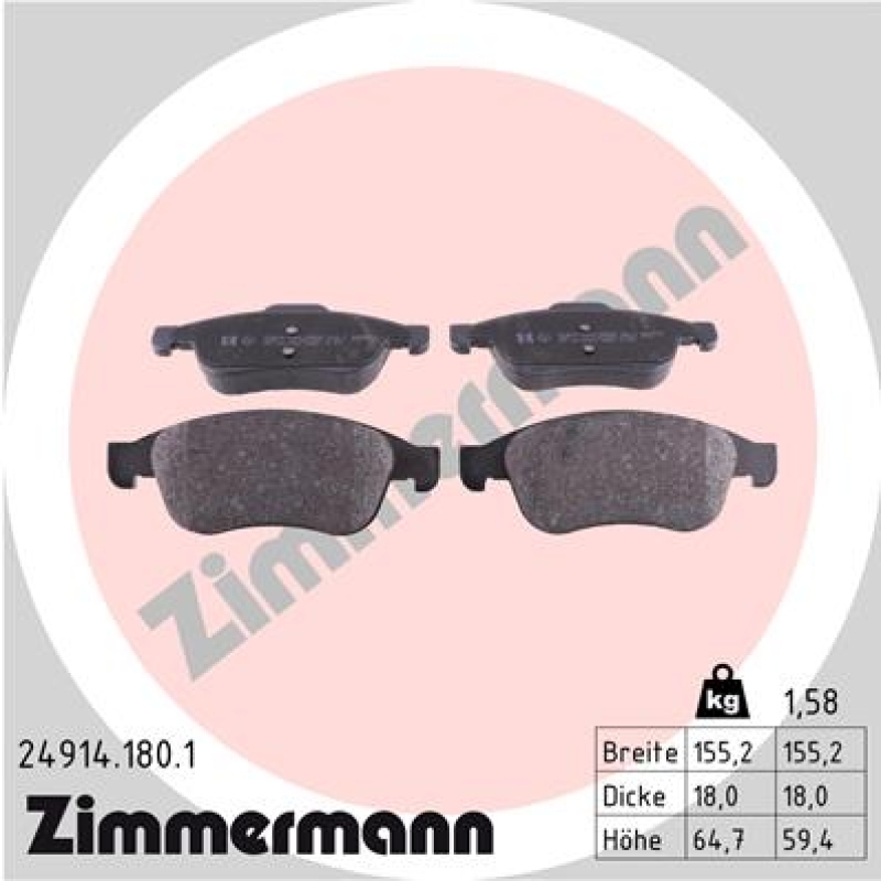 ZIMMERMANN Brake Pad Set, disc brake