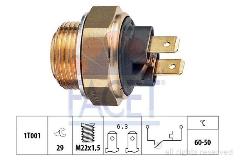 FACET Temperature Switch, radiator fan Made in Italy - OE Equivalent