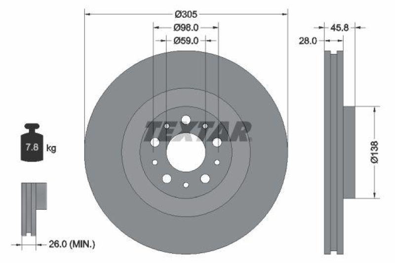 2x TEXTAR Bremsscheibe