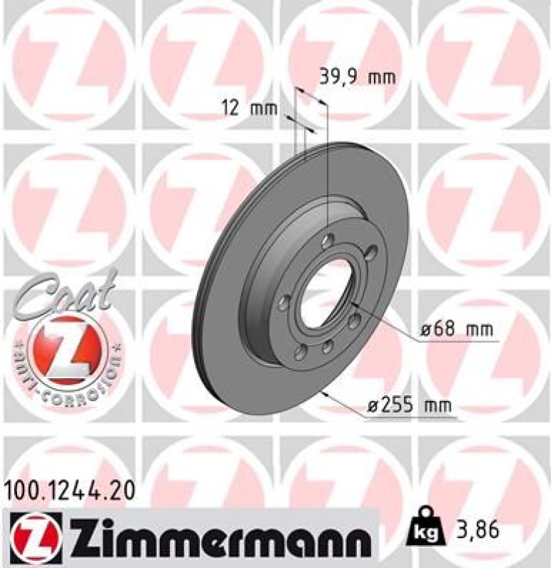 2x ZIMMERMANN Bremsscheiben Ø255mm + Beläge Hinten passend für Audi A4 B7 (8ED)